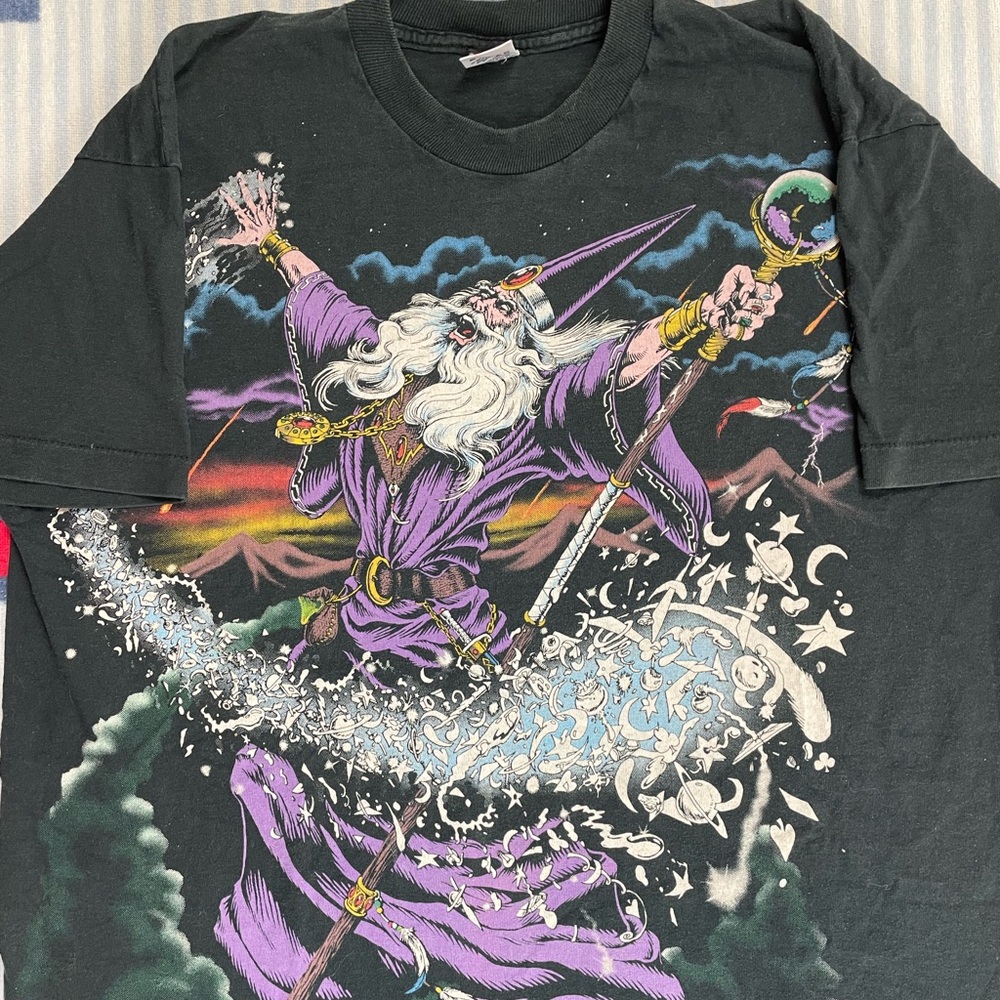 Vintage 1994 Liquid Blue Wizard Double Sided AOP all over print tee shirt - Picture 7 of 16